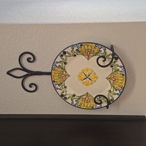 Colorful Ceramic Decorative Plate With Wall Holder